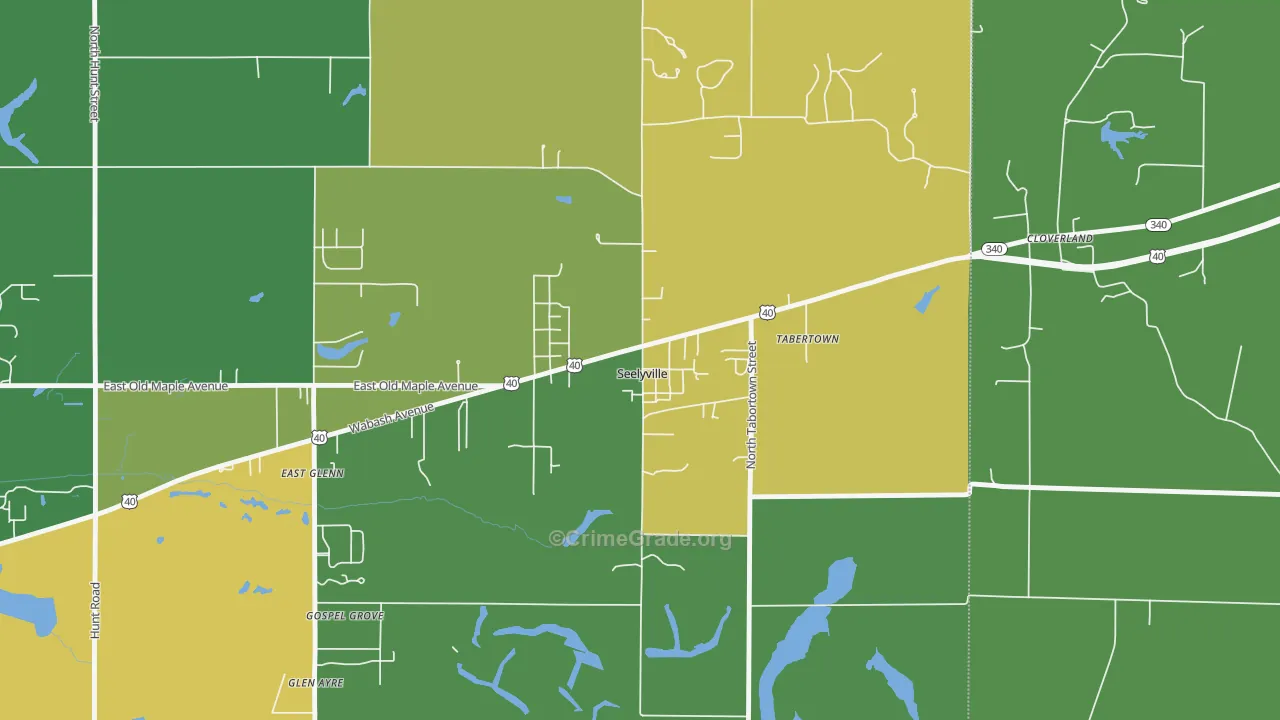 Seelyville, IN Map of Burglary Rates