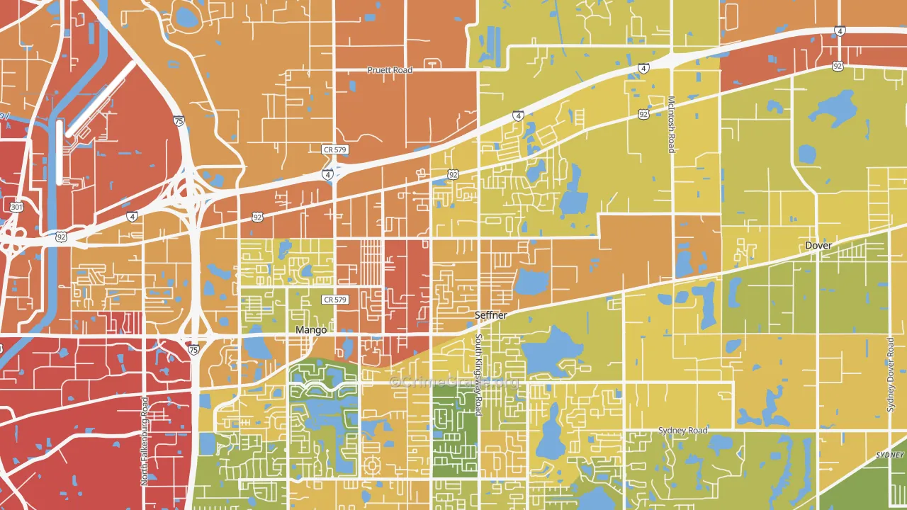 Seffner, FL Map of Burglary Rates