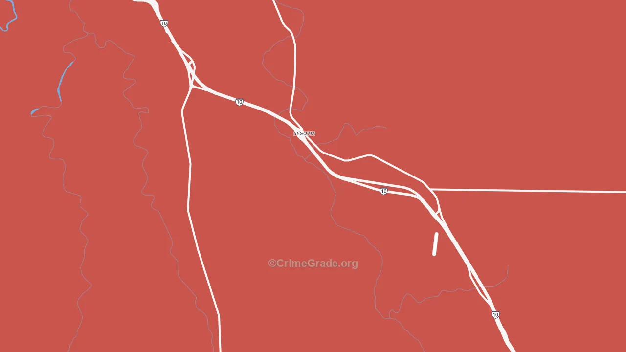 Segovia, TX Map of Burglary Rates