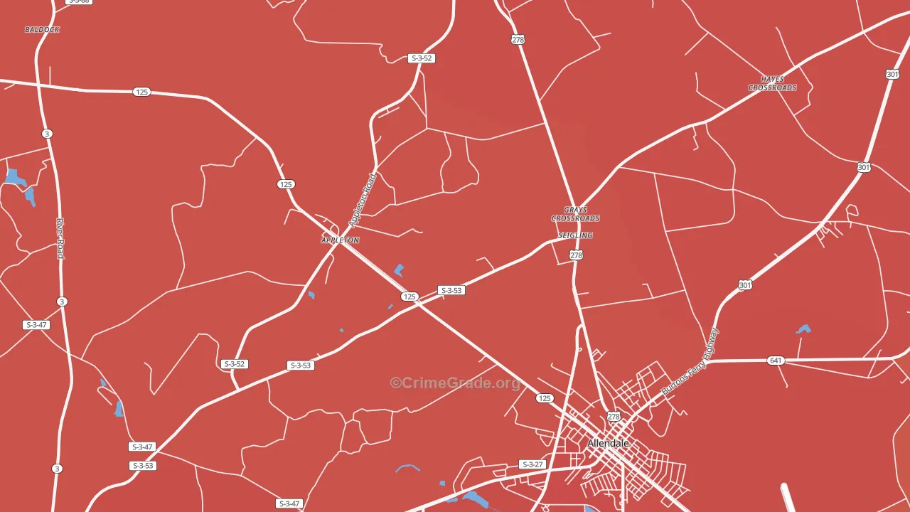 Seigling, SC Map of Burglary Rates