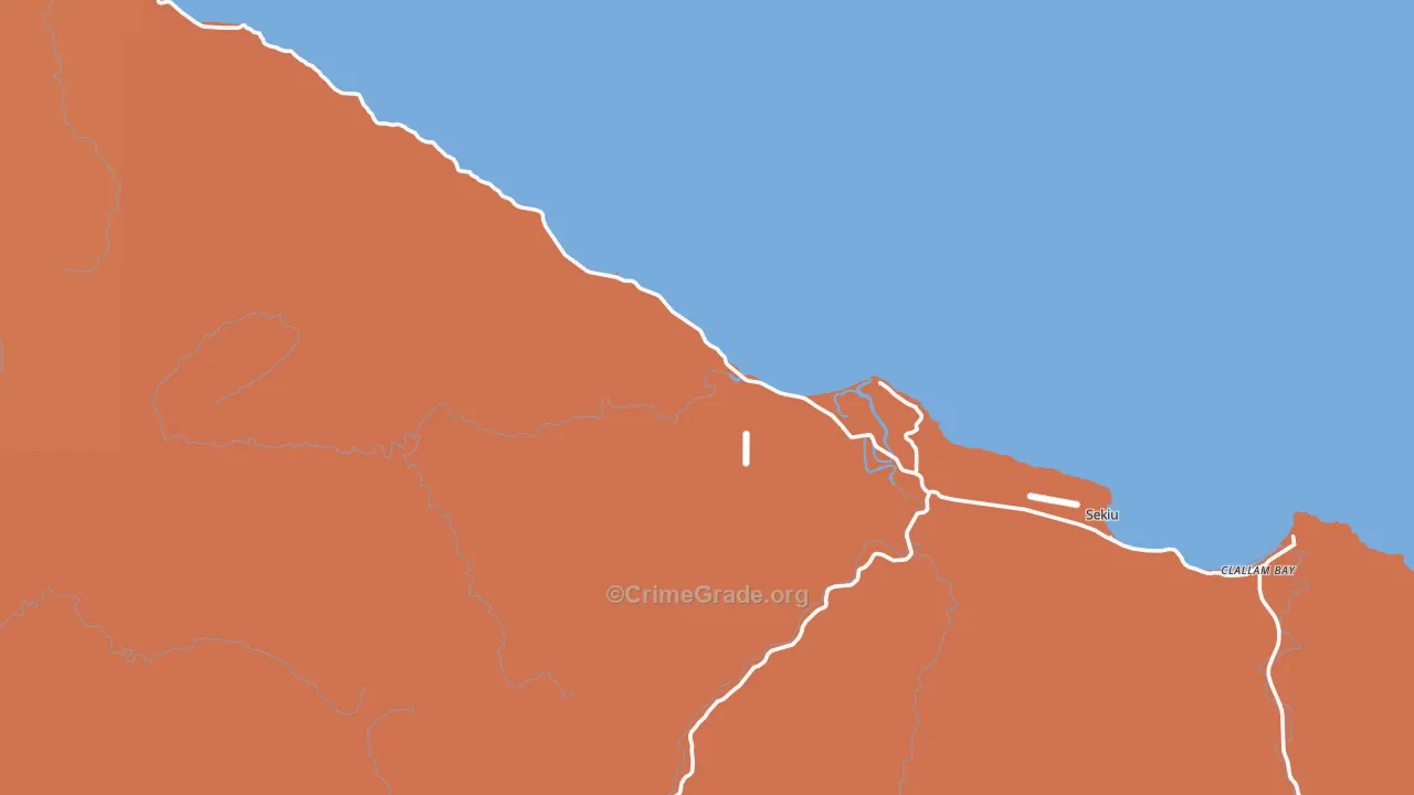 Sekiu, WA Map of Burglary Rates