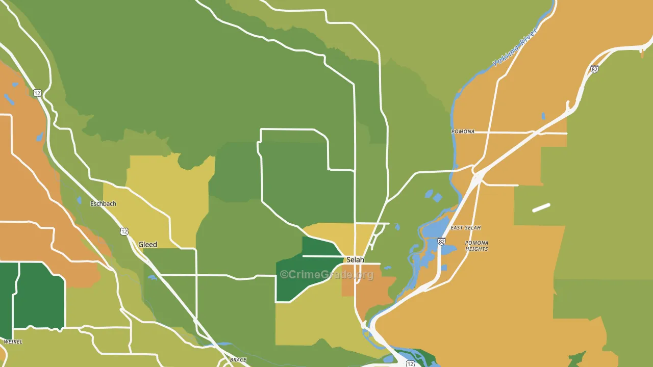 Selah, WA Map of Burglary Rates