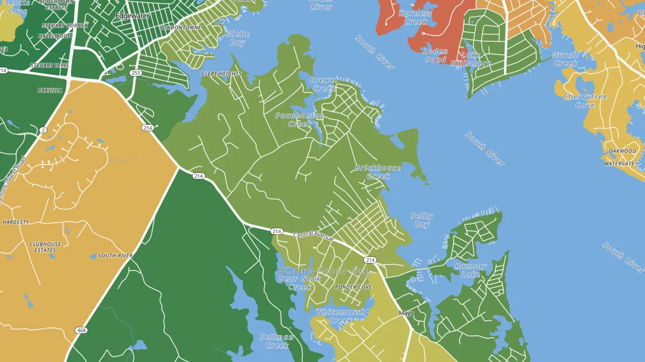 Selby-on-the-Bay, Mayo, MD Map of Burglary Rates