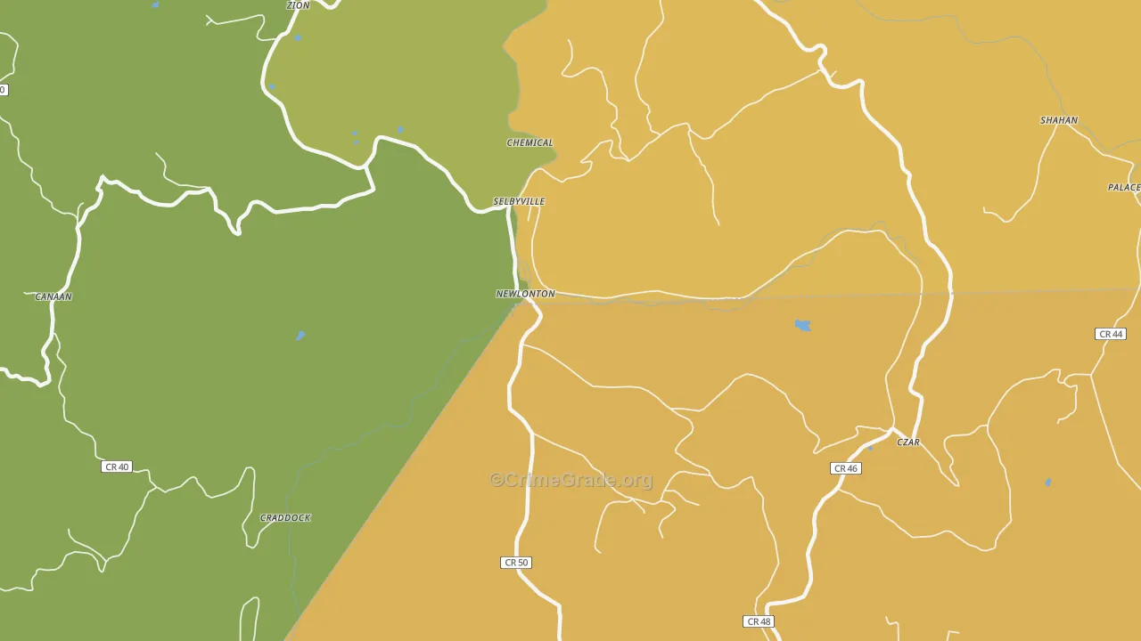 Selbyville, WV Map of Burglary Rates