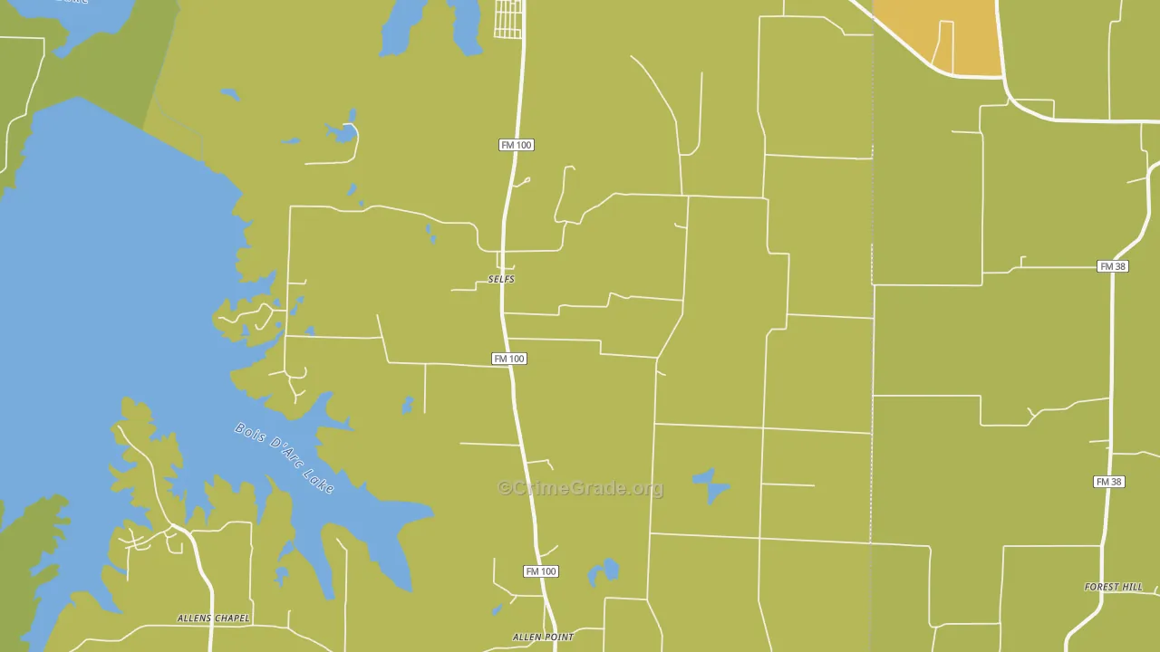 Selfs, TX Map of Burglary Rates