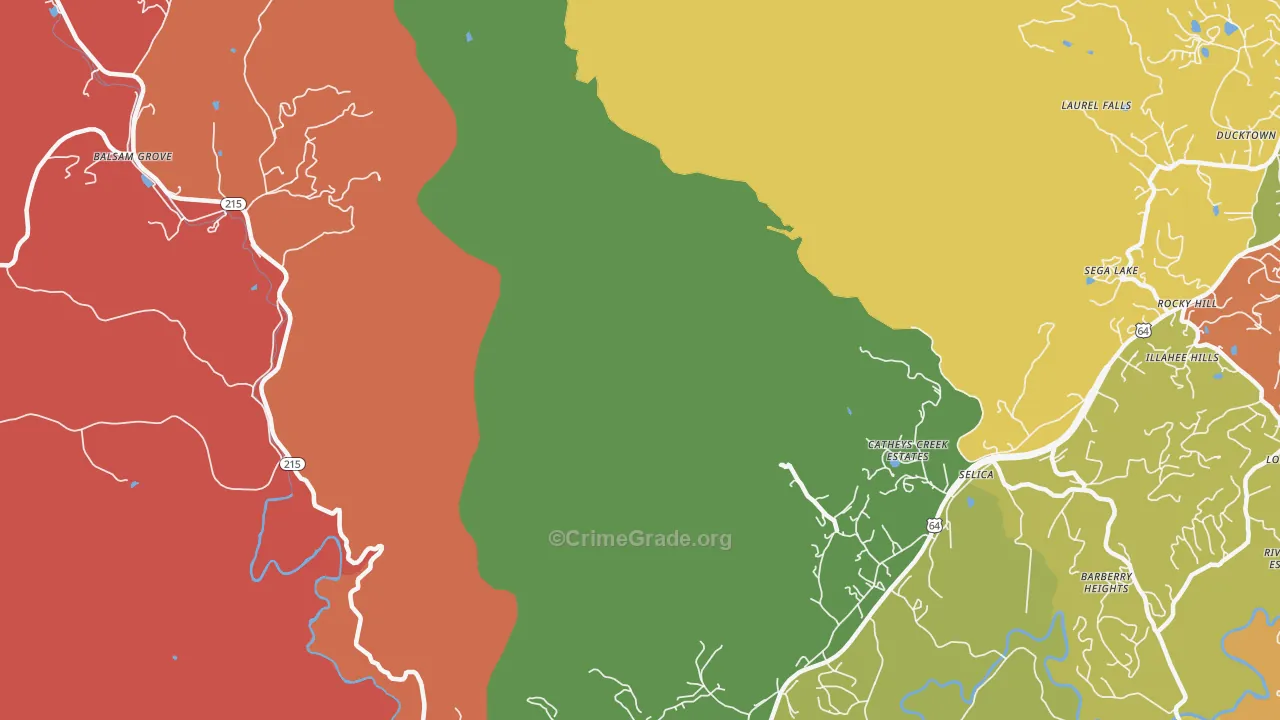 Selica, NC Map of Burglary Rates