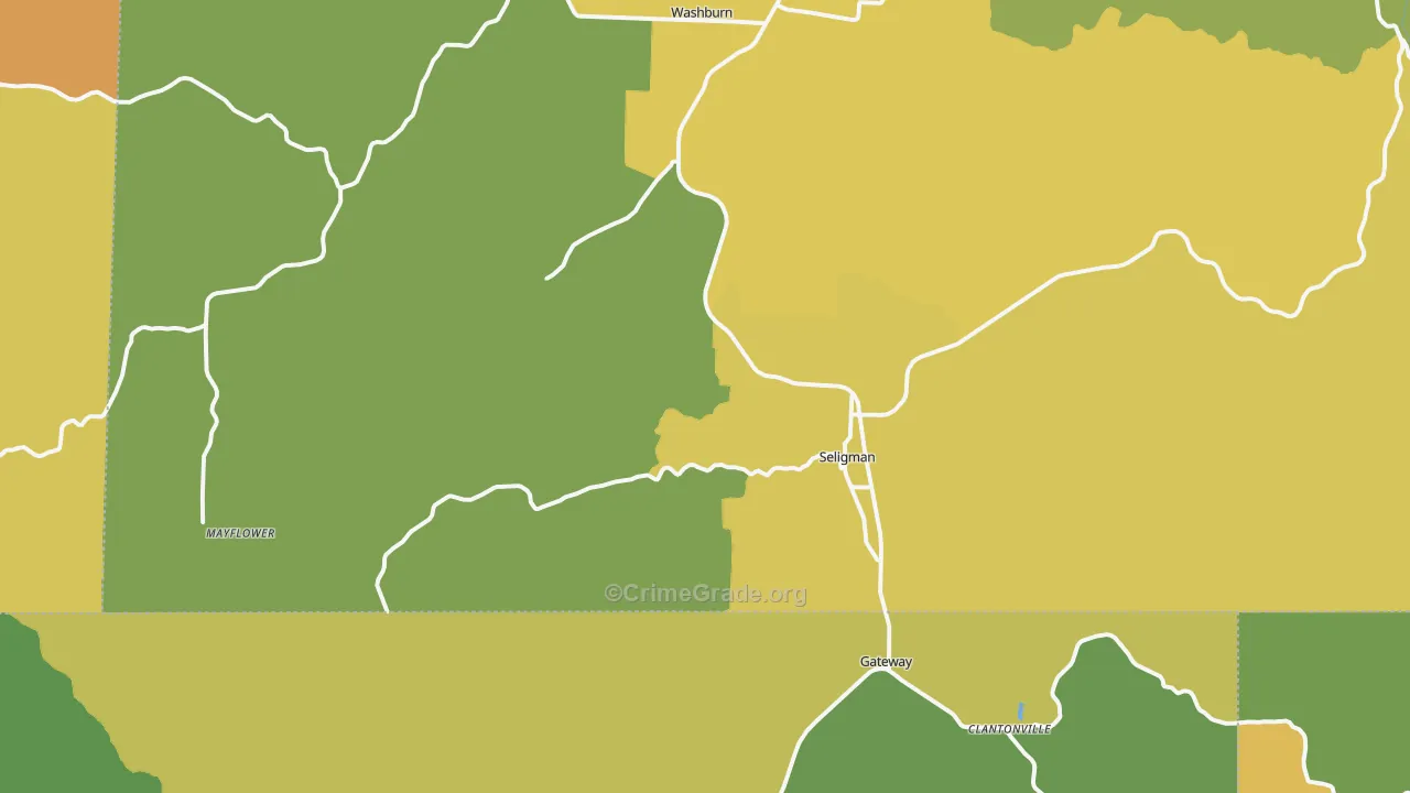 Seligman, MO Map of Burglary Rates