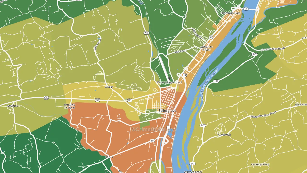 Selinsgrove, PA Map of Burglary Rates