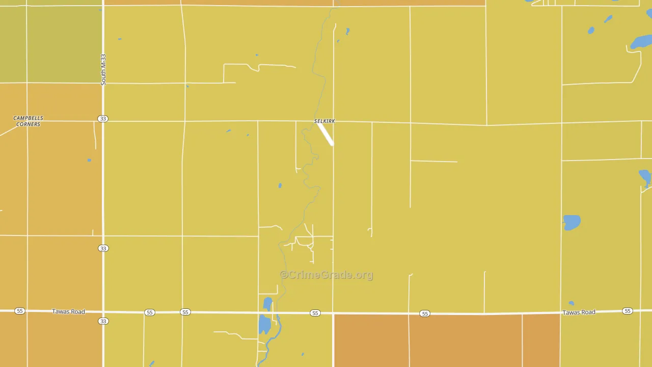 Selkirk, MI Map of Burglary Rates