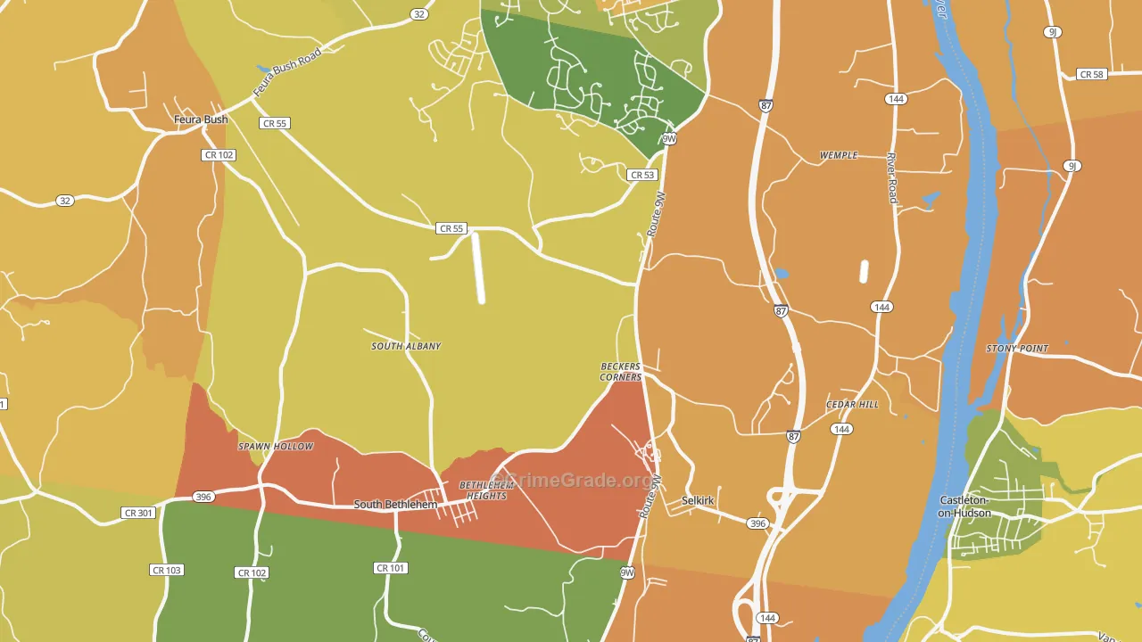 Selkirk, NY Map of Burglary Rates