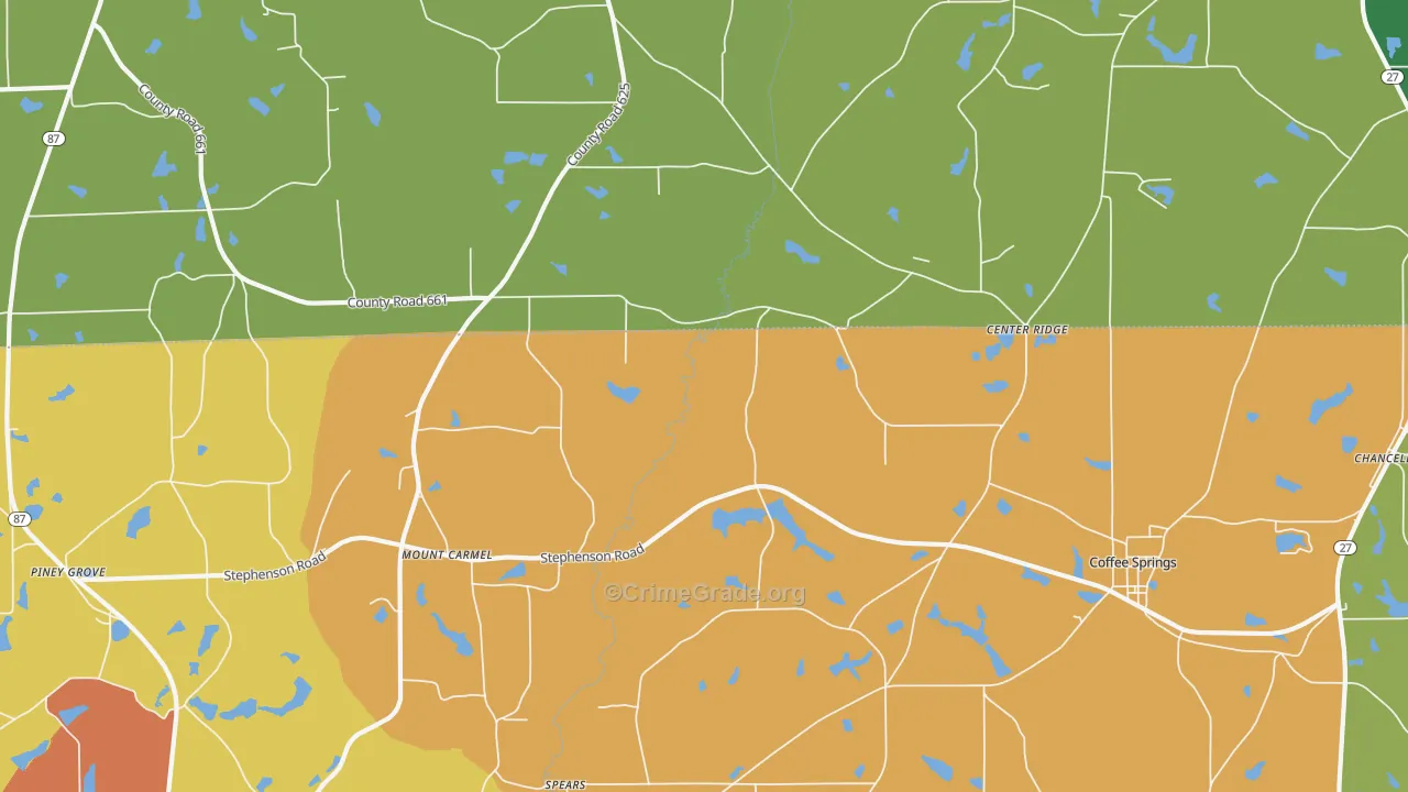 Sellersville, AL Map of Burglary Rates
