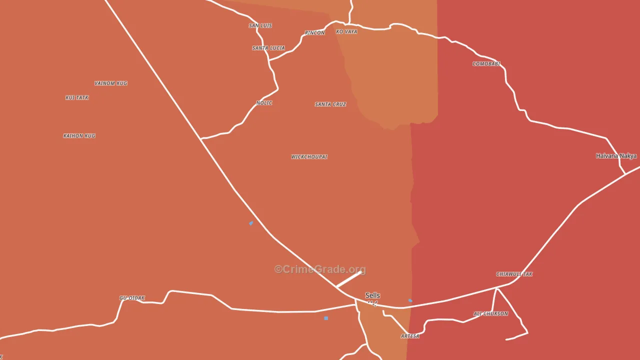 Sells, AZ Map of Burglary Rates