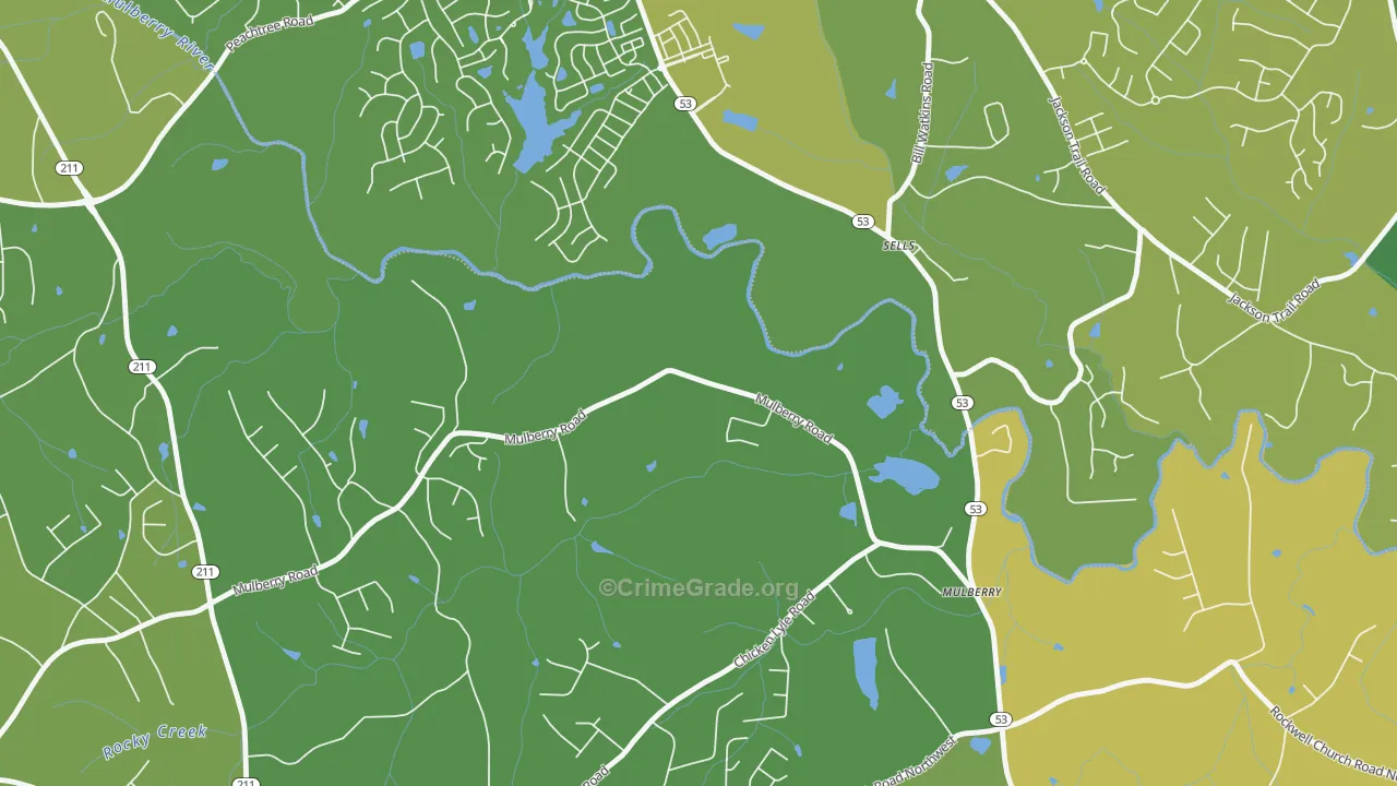 Sells, GA Map of Burglary Rates