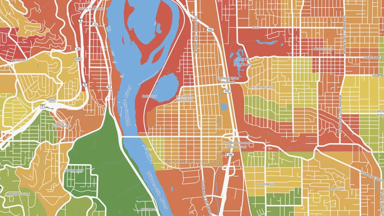 Sellwood-Moreland, Portland, OR Map of Burglary Rates