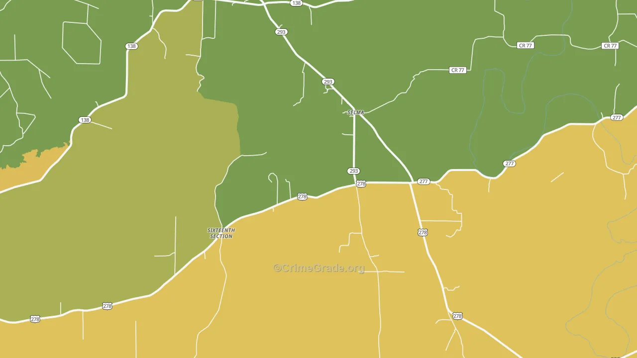Selma, AR Map of Burglary Rates