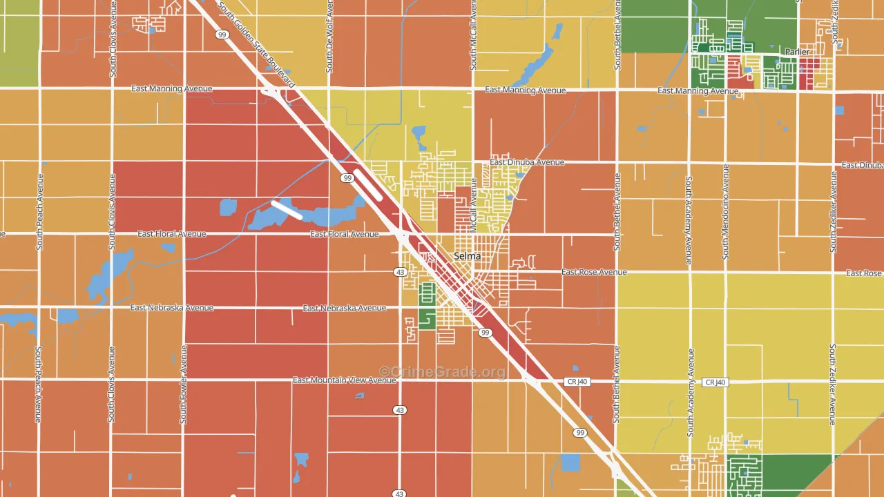Selma, CA Map of Burglary Rates