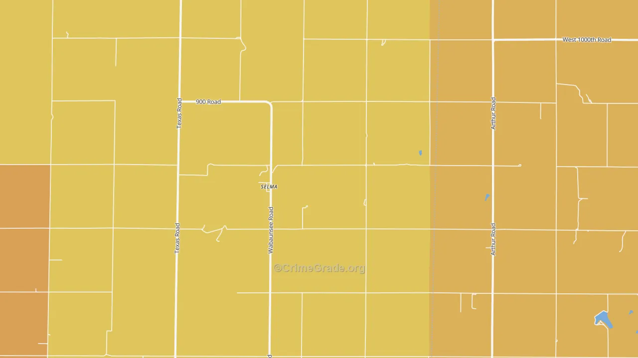 Selma, KS Map of Burglary Rates