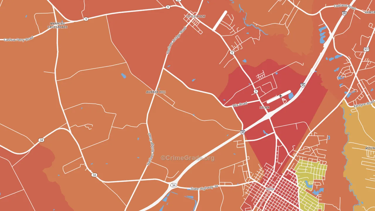 Selma, SC Map of Burglary Rates