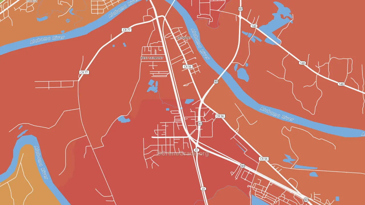 Selmont-West Selmont, AL Map of Burglary Rates