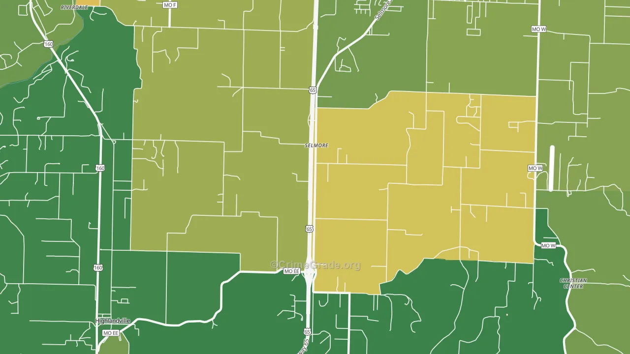 Selmore, MO Map of Burglary Rates
