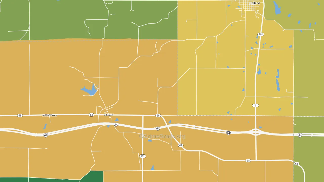 Selvin, IN Map of Burglary Rates