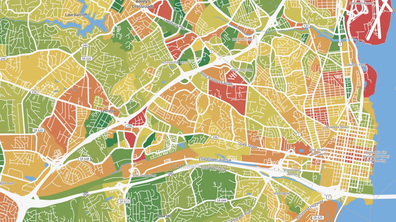 Seminary Hill, Alexandria, VA Map of Burglary Rates