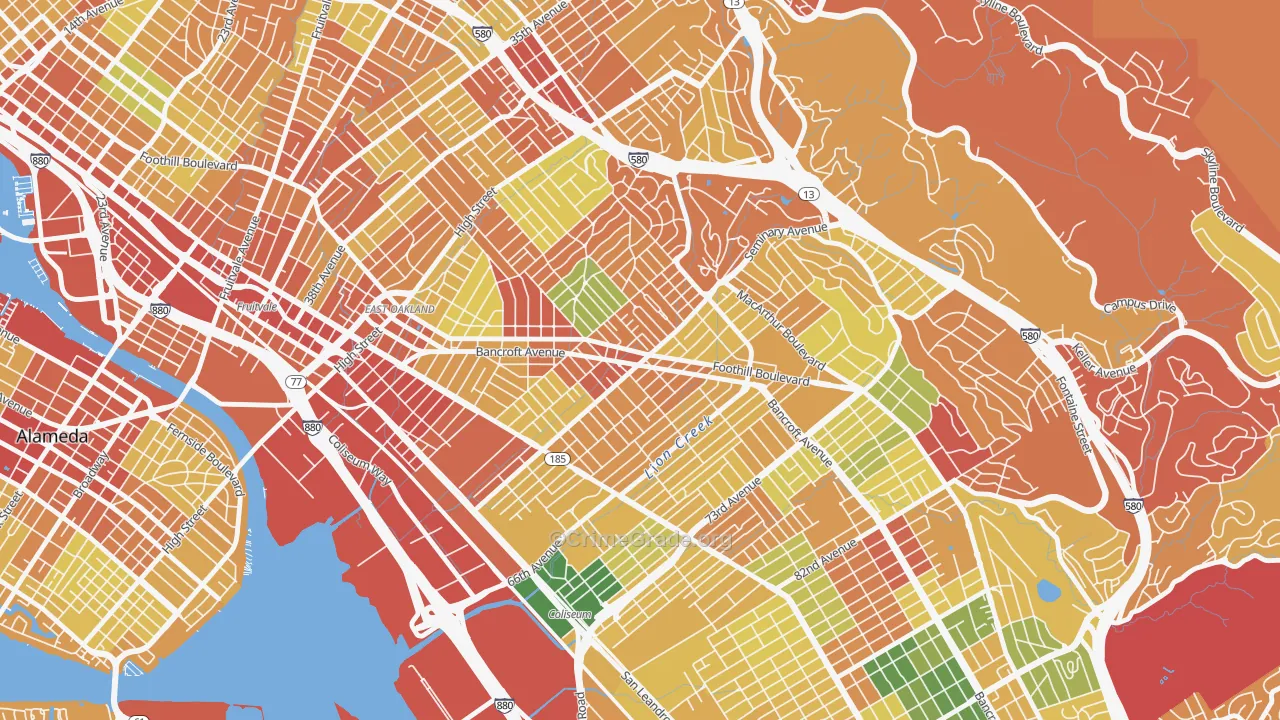 Seminary, Oakland, CA Map of Burglary Rates