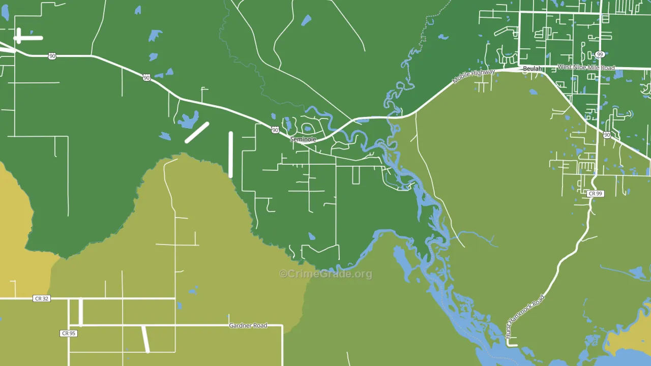 Seminole, AL Map of Burglary Rates