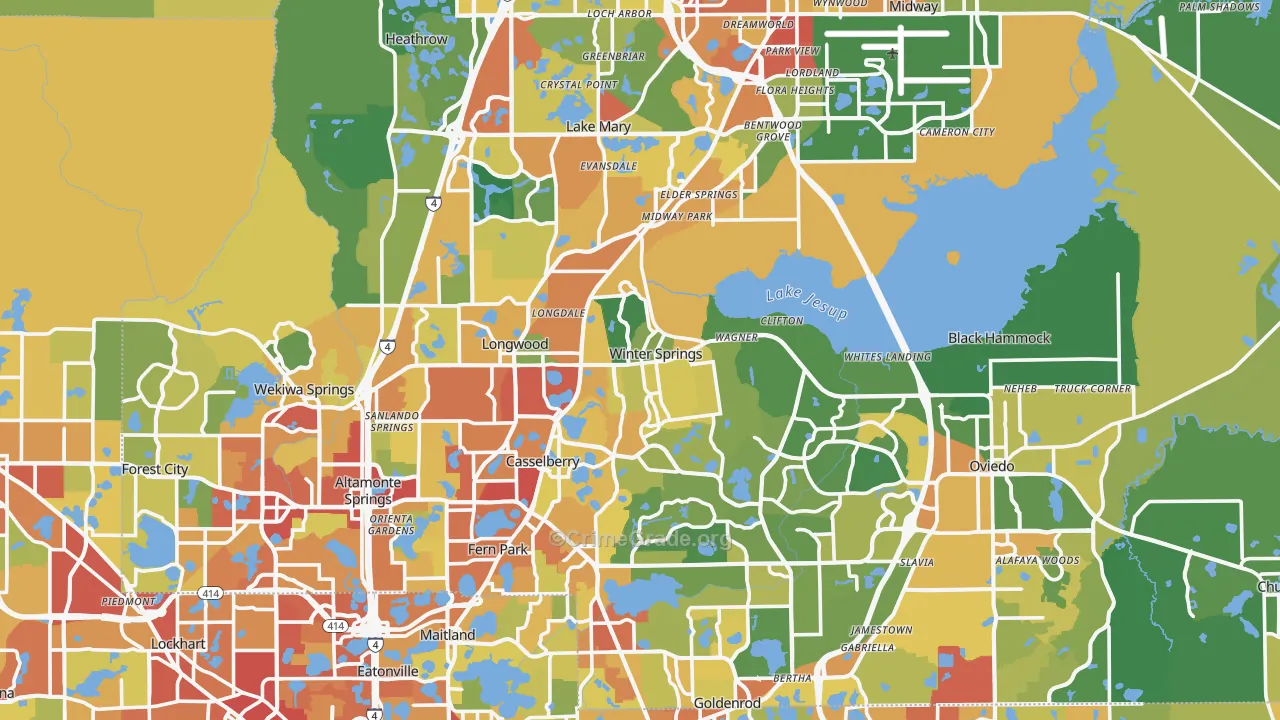 Seminole County, FL Map of Burglary Rates