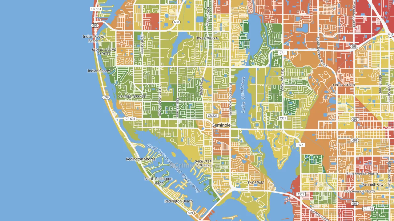 Seminole, FL Map of Burglary Rates