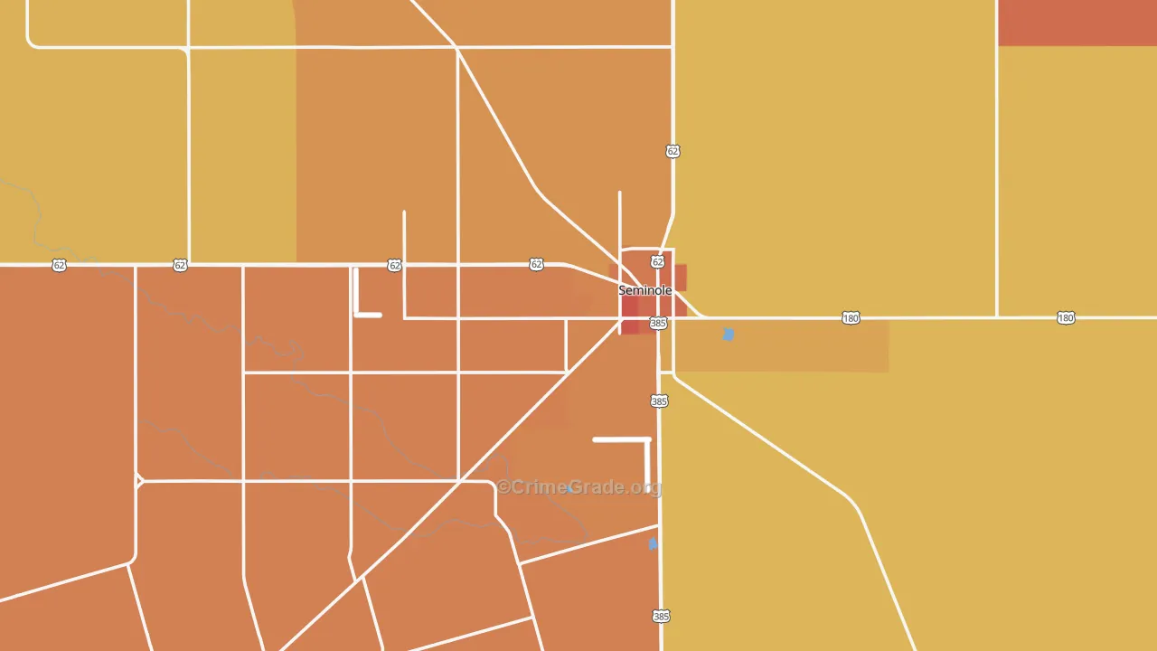 Seminole, TX Map of Burglary Rates