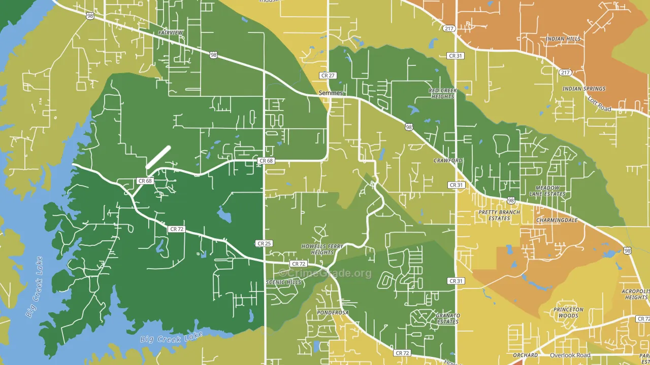 Semmes, AL Map of Burglary Rates