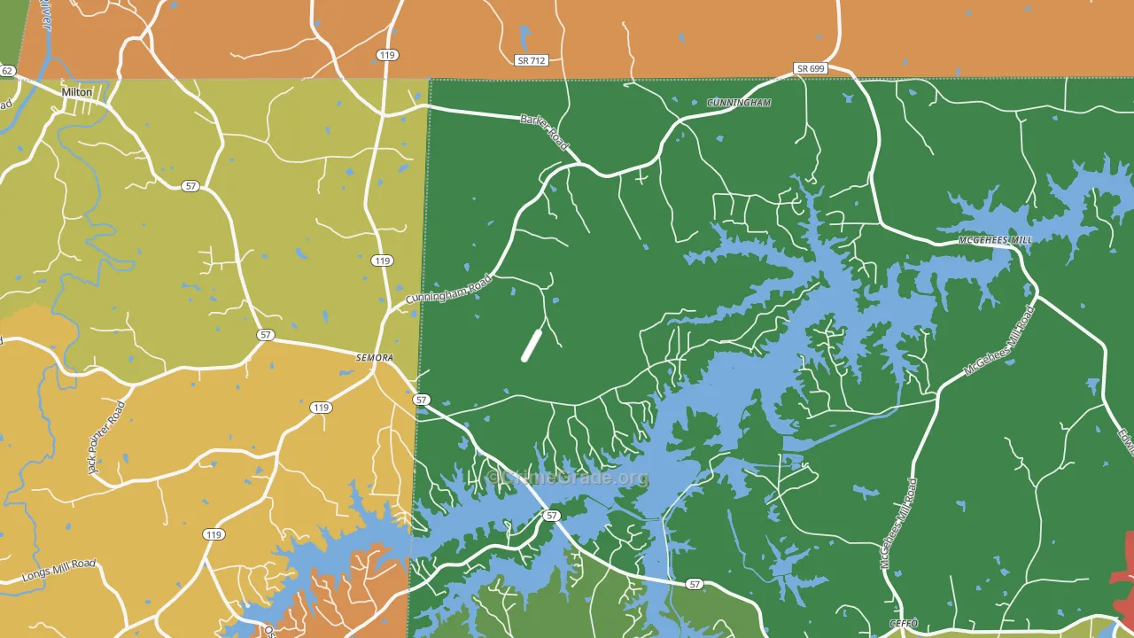 Semora, NC Map of Burglary Rates
