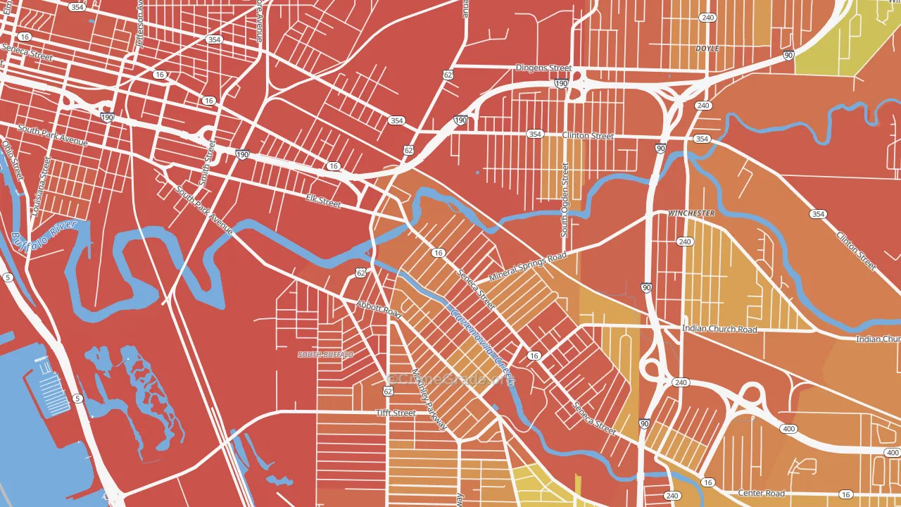 Seneca, Buffalo, NY Map of Burglary Rates