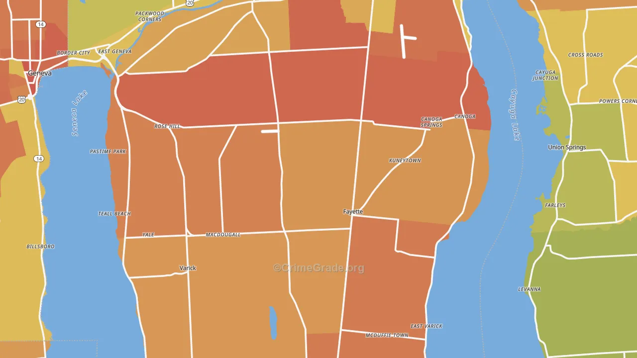 Seneca County, NY Map of Burglary Rates