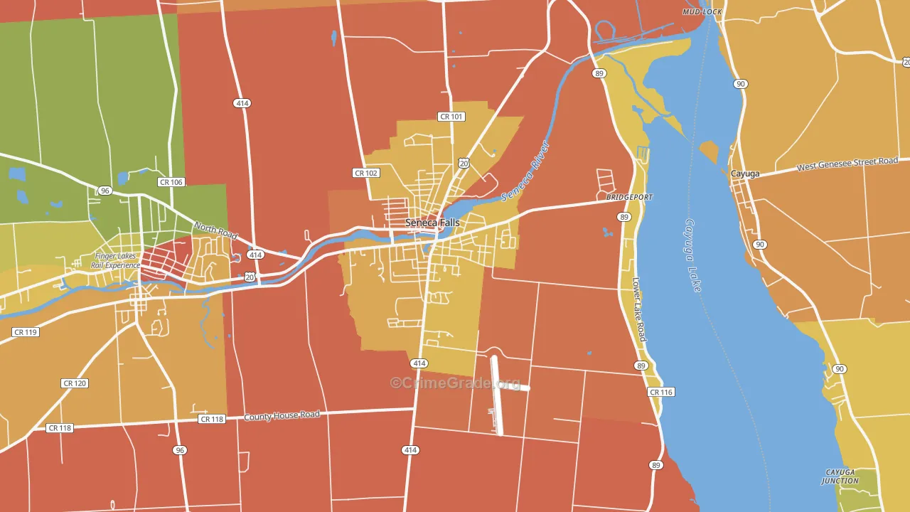 Seneca Falls, NY Map of Burglary Rates