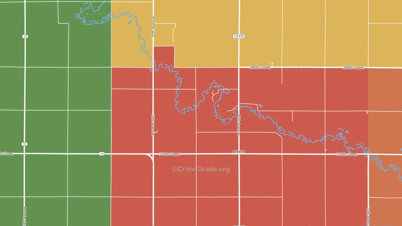 Seneca, IA Map of Burglary Rates
