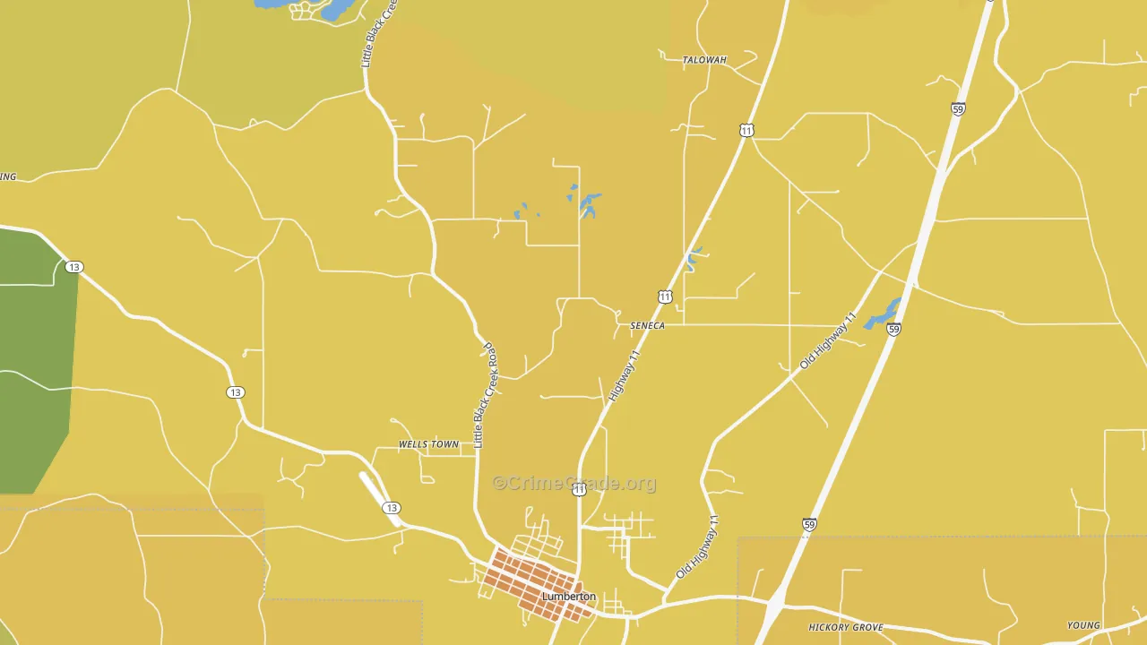 Seneca, MS Map of Burglary Rates