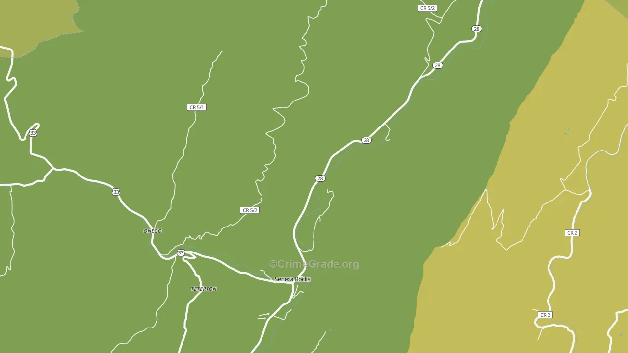 Seneca Rocks, WV Map of Burglary Rates