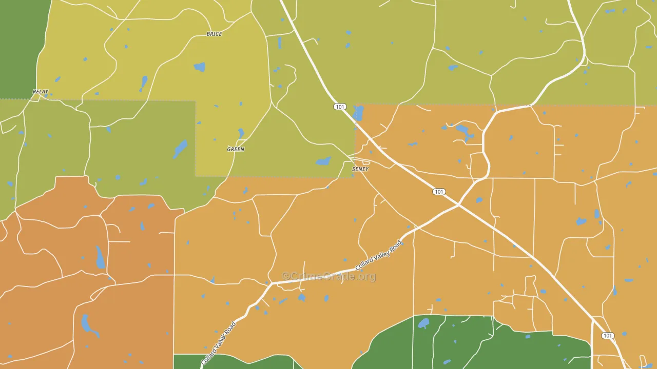 Seney, GA Map of Burglary Rates