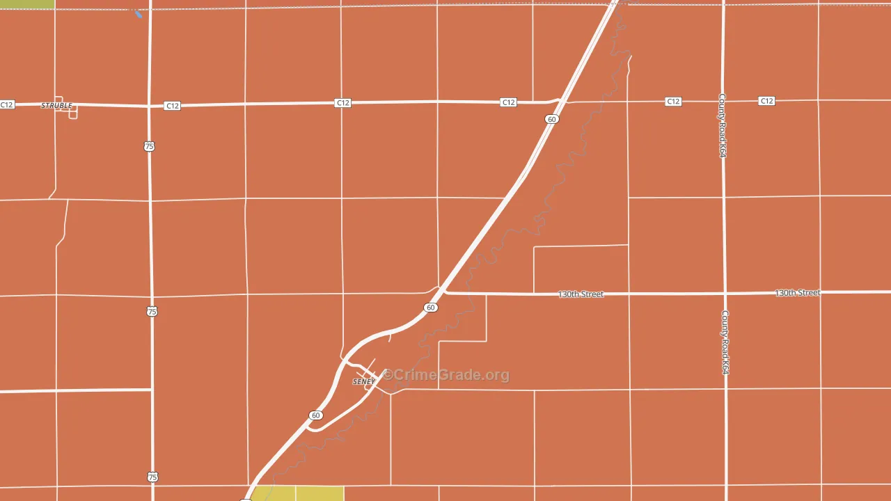 Seney, IA Map of Burglary Rates
