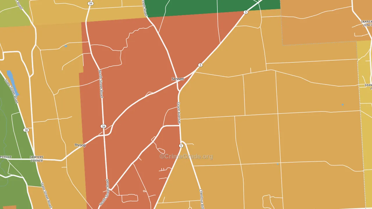 Sennett, NY Map of Burglary Rates