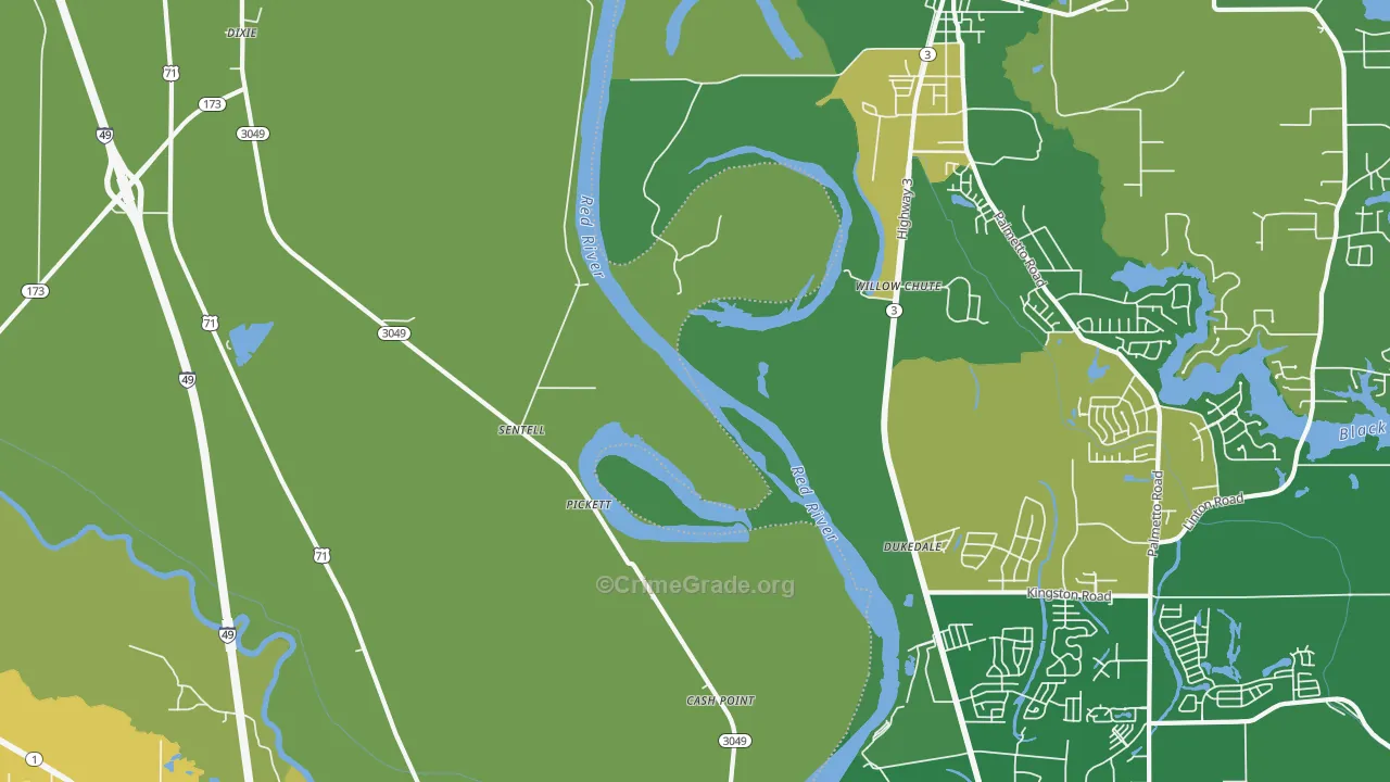 Sentell, LA Map of Burglary Rates