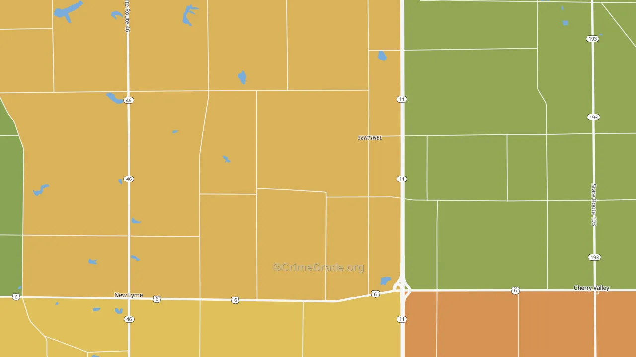 Sentinel, OH Map of Burglary Rates