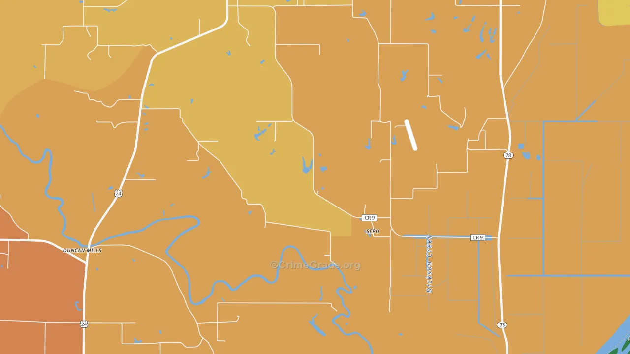 Sepo, IL Map of Burglary Rates