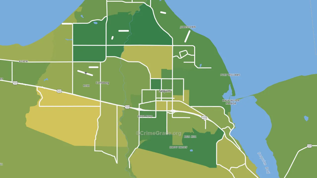 Sequim, WA Map of Burglary Rates