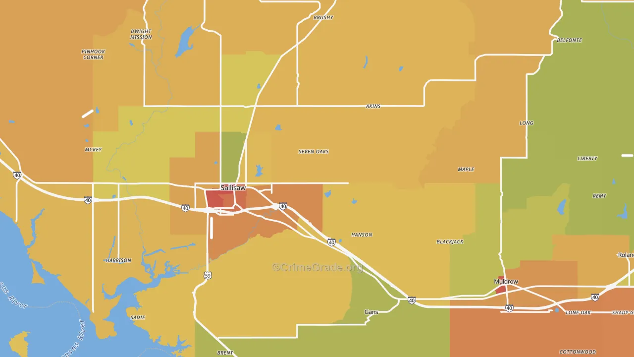 Sequoyah County, OK Map of Burglary Rates