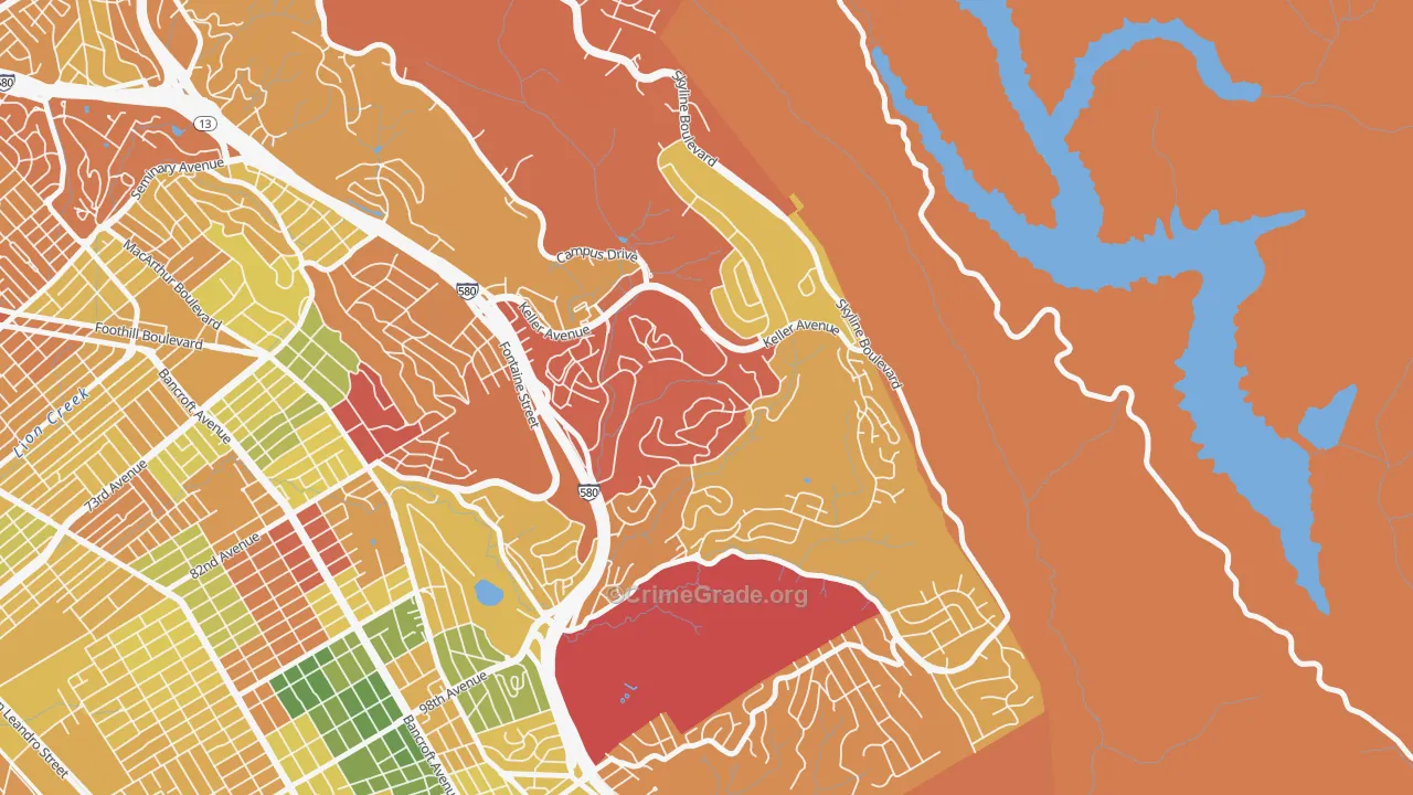 Sequoyah, Oakland, CA Map of Burglary Rates