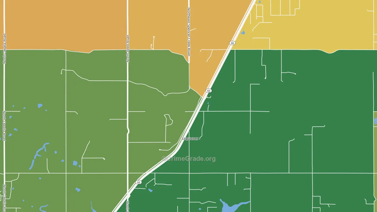 Sequoyah, OK Map of Burglary Rates