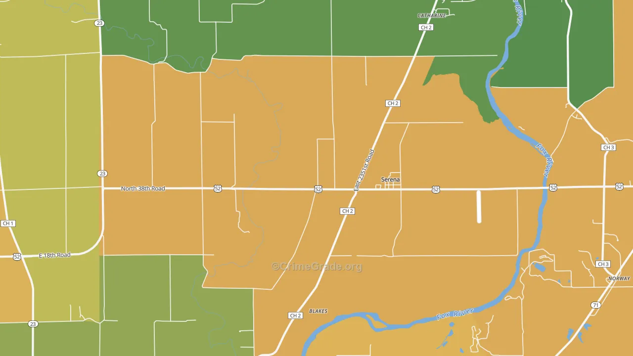 Serena, IL Map of Burglary Rates
